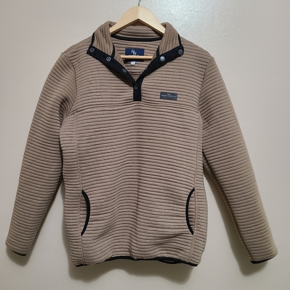 Simply Southern Quarter Button Up Tan Pullover Jacket Sweatshirt